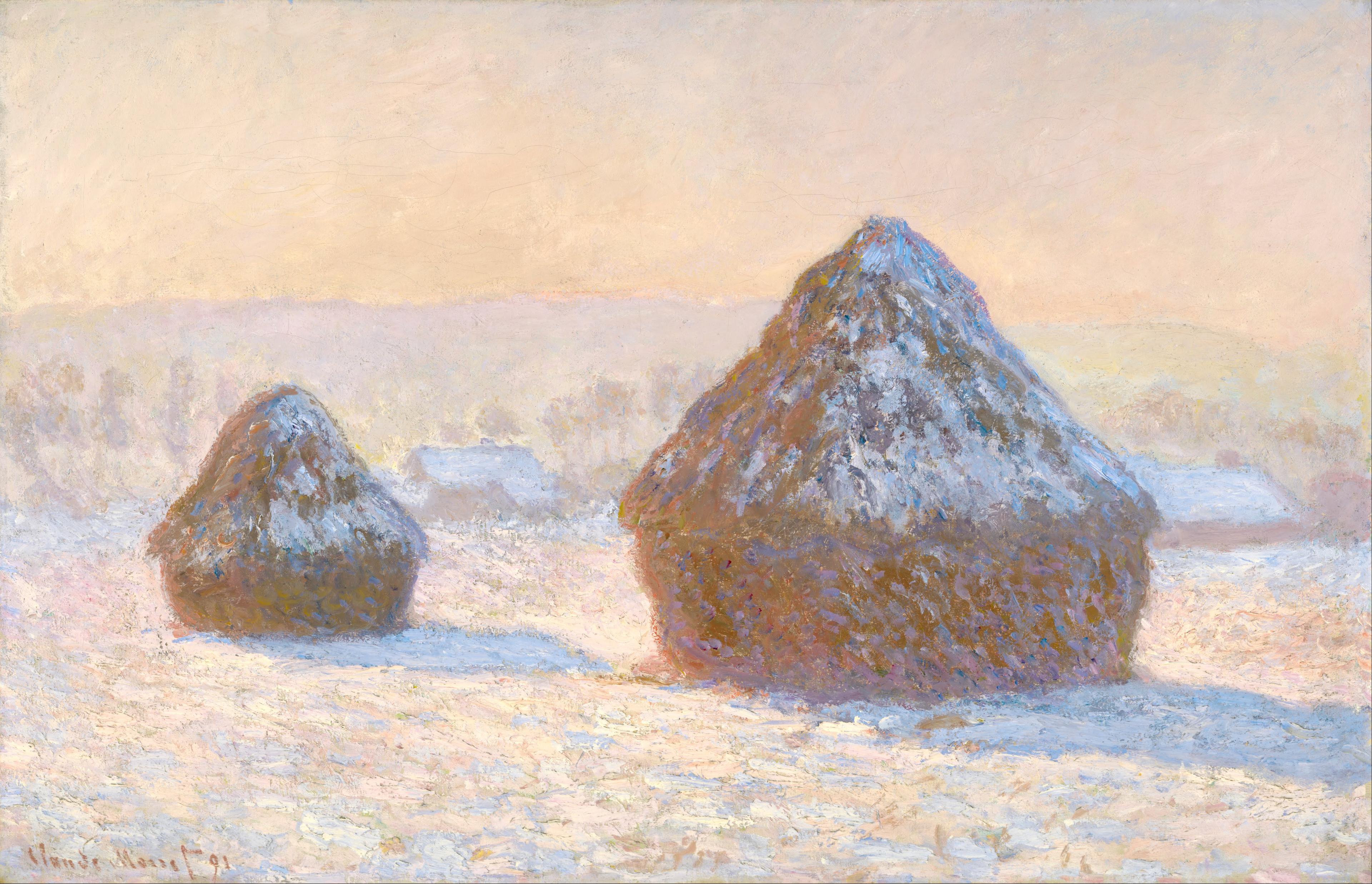 Claude Monet (French - Wheatstacks, Snow Effect, Morning